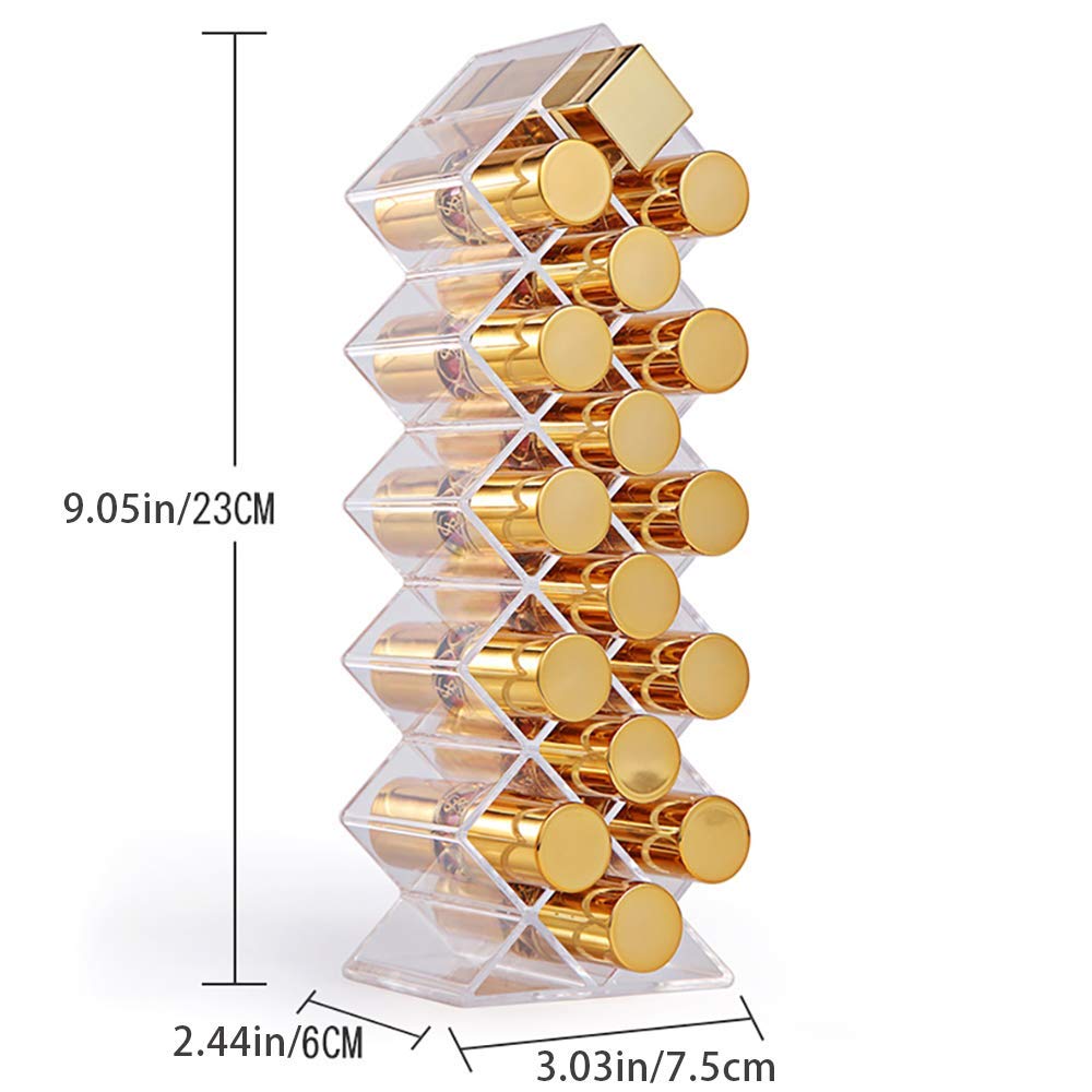 HJKL 16 Grids Lipstick Storage Box,Acrylic Fish Shape Waterproof Clear Cosmetic Display Stand Lip Gloss Case Holder Lipstick Organizer Tower: Beauty