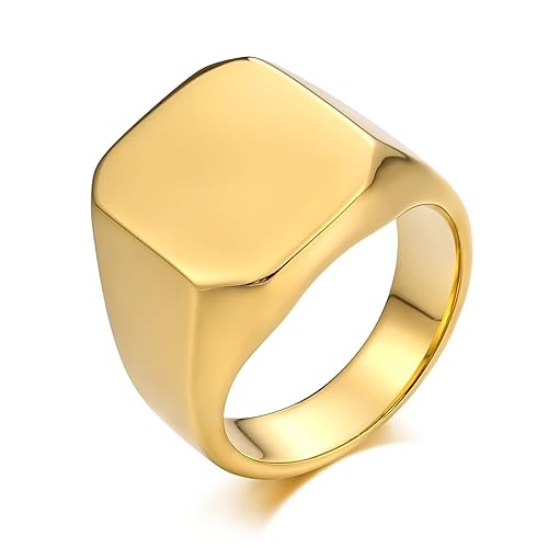 AmDxD Herren Edelstahl Verlobungsringe Rechteck Hochglanzpoliert Ring