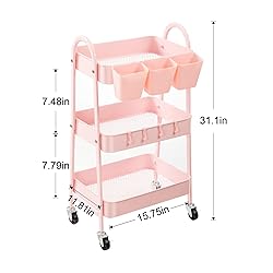 Danpinera 3-Tier Rolling Cart, Metal Storage Cart