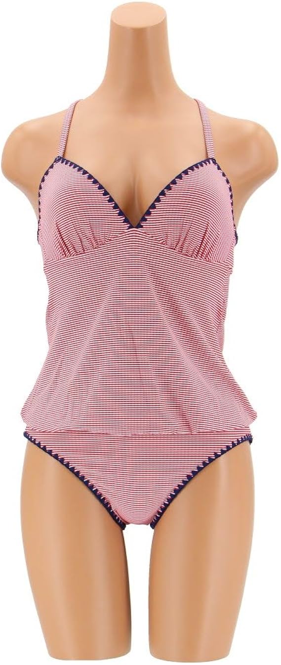 Amazon 三愛水着楽園 Reir レイール Rｉｂ Border リブ ボーダー ワンピース 水着 レディース レッド 日本 9m 日本サイズm相当 ワンピース 通販