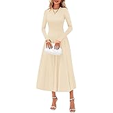 PRETTYGARDEN Womens Sweater Dress 2026 Long Sleeve Elegant Knit A Line Fall Wedding Guest Cocktail Midi Winter Dresses