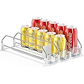 Drink Organizer for Fridge,Automatic Pusher Glide Soda Can Organizer for Refrigerator and Adjustable Width - Storage 15 Cans