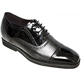 Calden Men's Invisible Height Increasing Elevator Shoes - Black Leather Lace-up Lightweight Formal Dress Oxfords - 2.8 Inches Taller - K320021 - Size 9 D(M) US