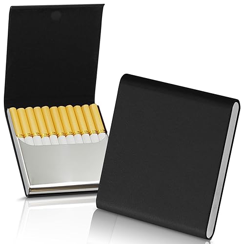 ZHOMA Portable Slim Leather Cigarette Case with Magnetic, Metal Cigarette  Carrying Box for Hold 10 Regular Size Cigarettes, Ultra-Thin One-Hand  Operate Cigarette Pocket for Men and Women -Black in Dubai
