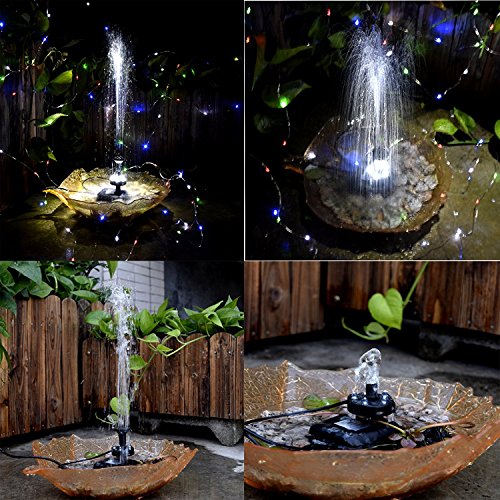 Lewisia Battery Backup Solar Fountain Pump with LED Lighting Solar Powered Water Pump Kit for Pool Koi Pond Garden Bird Bath 5W
