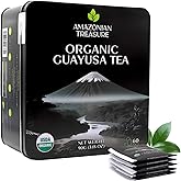 Amazonian Treasure, Organic Guayusa Tea Bags - 60 Count, Coffee Alternative, 50mg Natural Caffeine, Supports Natural Energy & Focus, Freshness Preserving Tin, Perfect for a Gift.