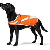 Reflective Dog Hunting Vest – Blaze Orange Safety Vest with Removable Bell, Waterproof and Lightweight (M)