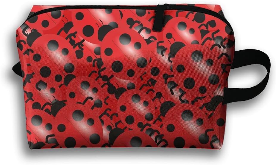 RPitaya Pile Stack Ladybug Pattern Printing Cosmetic Bag Toiletry Bag Handy Bag Travel Makeup Beauty Bag Storage Bags Organizer Pouch Bag For Home,Office,Travel
