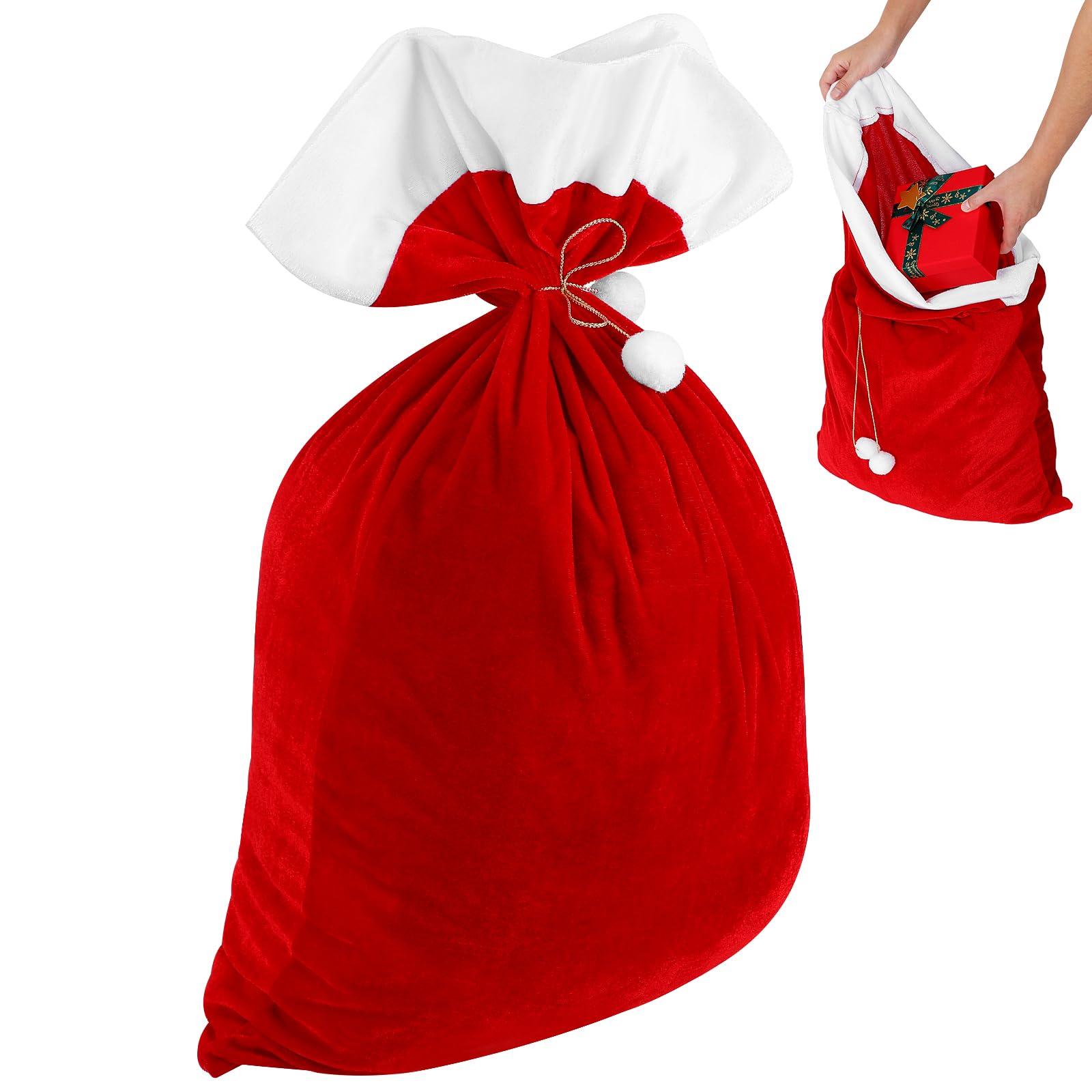 Christmas Large Santa Sack Jumbo Extra Large Warpping Bags Red Gift Bags for Xmas Present Toys Huge Storage Holiday Party Supply, 27.5 * 19.6inch