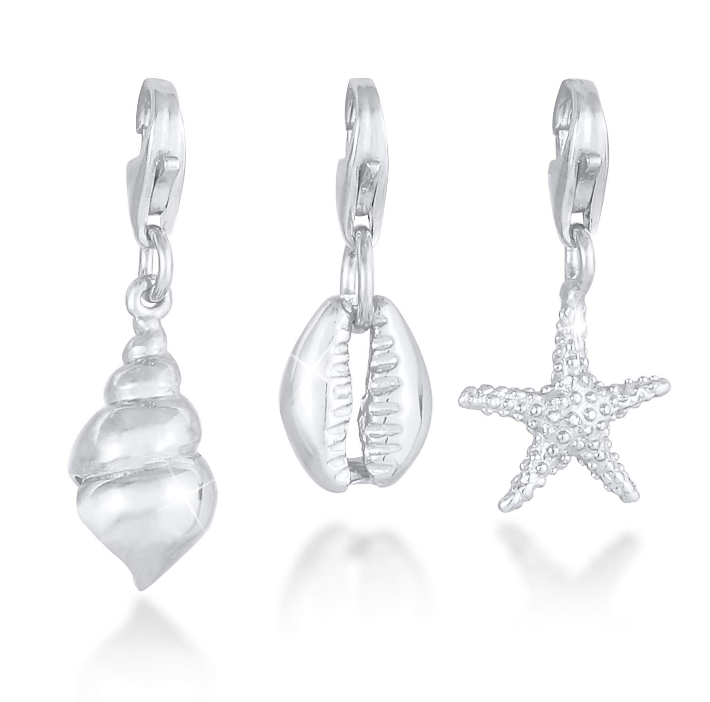 Nenalina 040591292 Starfish Carabiner Charm Pendant for Charm Bracelet 925 Sterling Silver, one size, Sterling Silver, No Gemstone