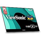 ViewSonic VX1655-4K-OLED 15.6 Inch 4K UHD Portable OLED Monitor with 2 Way Powered 60W USB C, Mini HDMI, Dual Speakers, and B