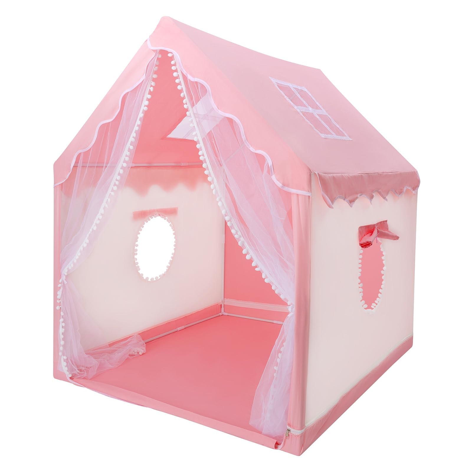 Kids Tent Play Tents for Toddler Children Indoor and Outdoor Large Pink Girls Princess Playhouse Castle with Windows Kids Room Furniture 47