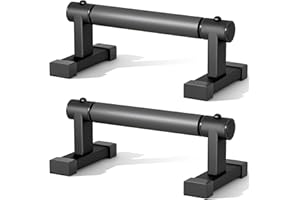 Airogym Wooden Parallettes, Wood Push Up Handles Pushup Bars, Heavy-Duty Sturdy Metal Non-Slip Base Exercise Home Workout Equipment, Parallettes Bars Grip for Strength Training, Planks Calisthenics