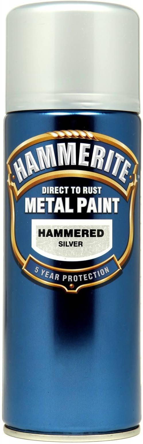 Hammerite Direct to Rust Metal Paint Aerosol Hammered Silver 400ml