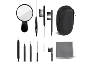 WXJ13 Hearing Aid Cleaning Kit, 13 Pieces, Includes Nylon Brushes, Magnifier, Ventilation Rod, Screwdriver, Case for Headphones, Earplugs, Mobile Phone Charging Holes