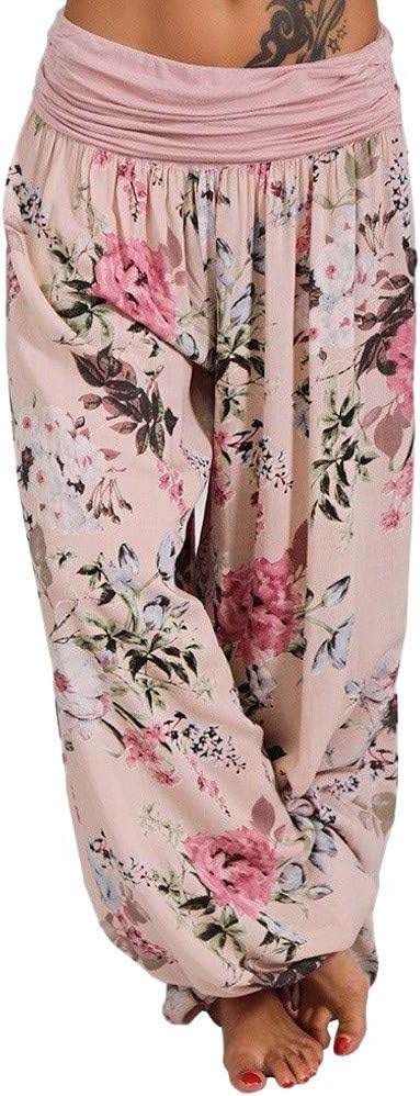 Toamen Womens Trousers Sale 2019 New Ladies Plus Size Bohemian Print Loose Smocked Waist Harem Hippie Leggings Boho Yoga Gym Pants