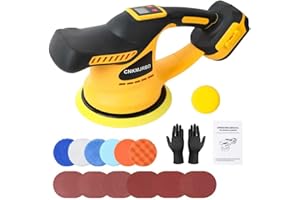 Cordless Car Buffer Polisher, Compatible with 20V Dewalt Battery, Brushless Motor with 6 Adjustable Speeds (2300-5200 RPM), f