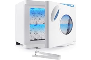 DEPFALL Hot Towel Warmer, Professional 23L Large Capacity Hot Towel Cabinet with See-Through Window, 2-in-1 Spa Towel Warmers for Facials, Barber, Salon, Esthetician, Gym, Hotel, Home Use (White)