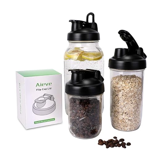 Mason Jar Lids,AIEVE 3 Pack Plastic Mason Jar Lids with Pour Spout and