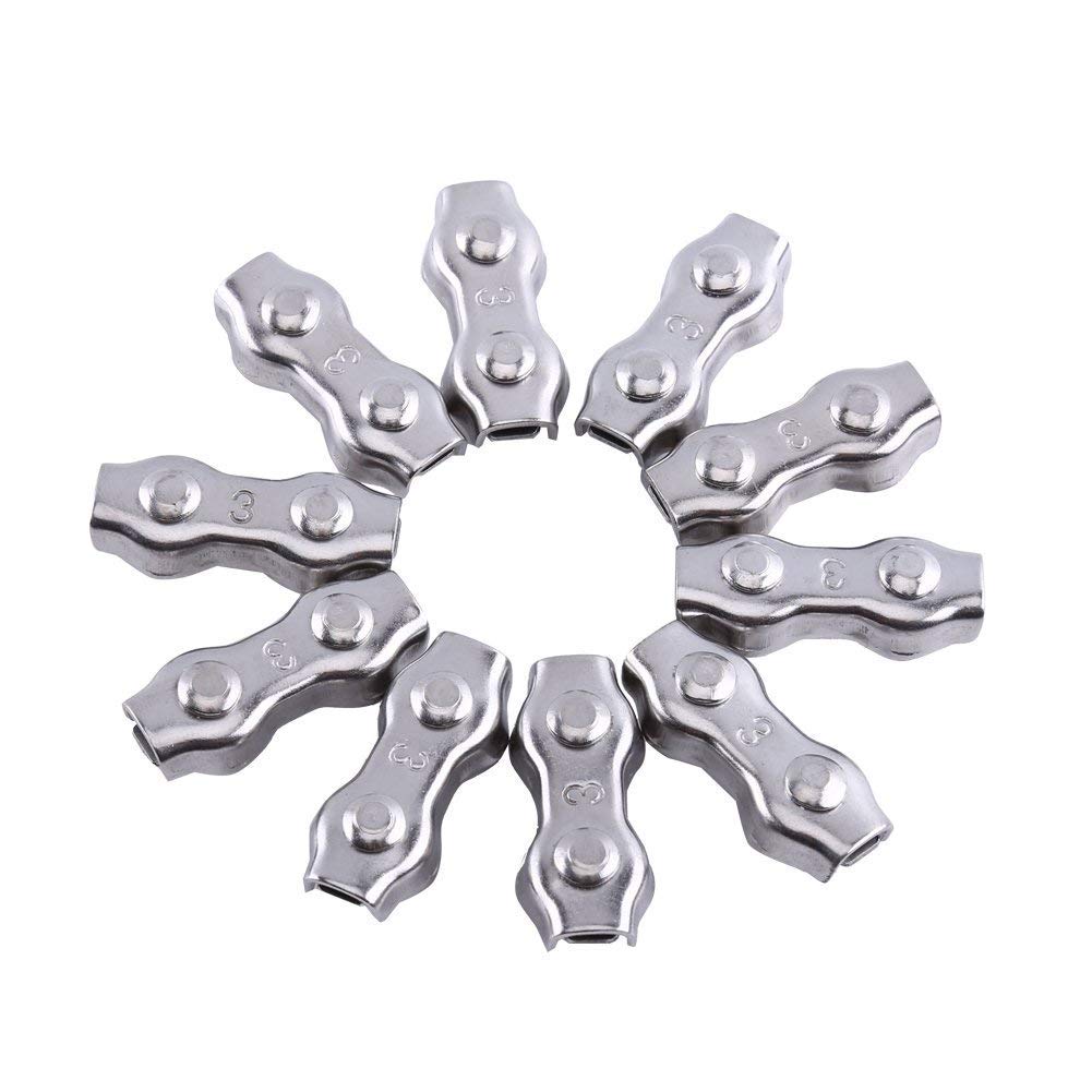 10Pcs 3mm Wire Rope Clamp M3 Stainless Steel Duplex Wire Cable Rope Grips Clamps Caliper for Wire Cables