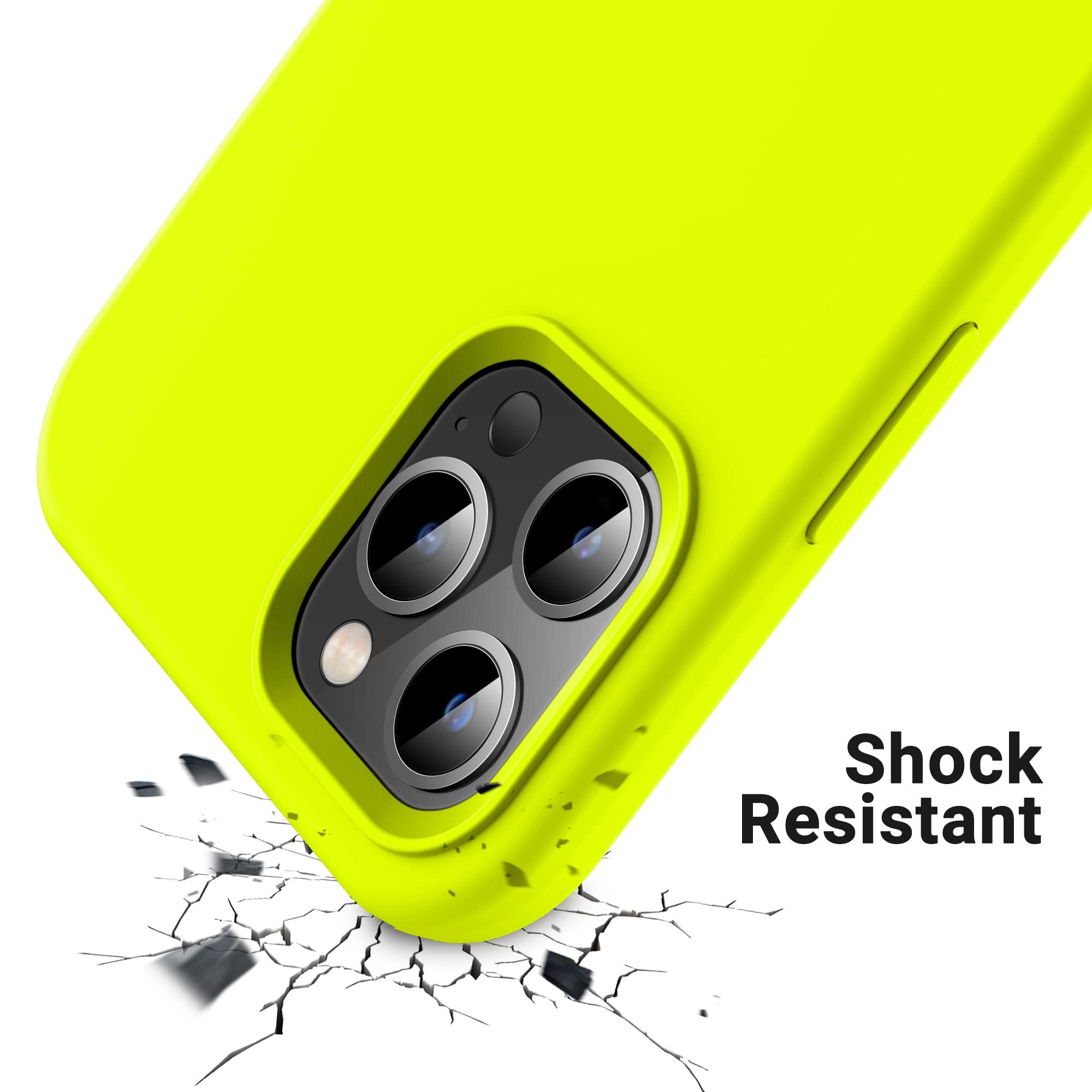 OTOFLY for iPhone 12 Pro Max Case, Military-Grade Protection, Shockproof Silicone, Anti-Fingerprint & Anti-Slip, Phone Case for iPhone 12 Pro Max, Fluorescent Yellow