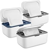 Honeydak 3 Pieces Baby Wipes Dispenser Baby Wipe Holder Container Case | Open and Close Sealing Design, Refillable Box, Keeps Wipes Fresh Easy, for Bathroom Nursery