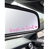 2 PCS Trust in God Rearview Mirror Decals, Christian Vinyl Car Rear View Mirror Decorative Stickers, Waterproof Religious Accessories for Women, Automotive, Window, Truck, Laptop(Pink)