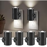 TSEXES LED Night Lights Plug into Wall,Dimmable Plug in Night Light,Dusk to Dawn,5000K Daylight,0-200LM Bright Nightlight Auto-On/Off, Night Lights for Bathroom Hallway Stairway,4 Pack