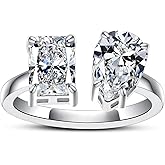 AnuClub Heart/Pear/Radiant/Round Cut Moissanite Rings D Color VVS1 925 Sterling Silver Statement Engagement Wedding Promise Ring for Women with Certificate
