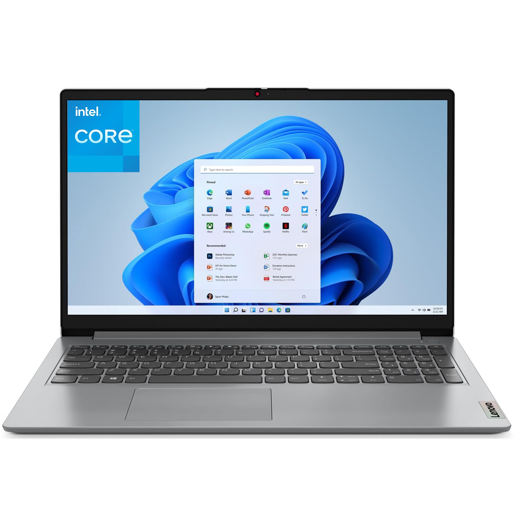 Lenovo 15.6" FHD Student Laptop Computers, Intel Processor, 8GB DDR4 RAM, 256GB PCIe SSD, WiFi 6, Bluetooth 5.2, Type-C, HDMI, Webcam, Cloud Grey, Windows 11 Home Image