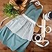 Sticky Toffee Apron Chef 100% Cotton Women, Cooking Apron, Blue Medallion with Ruffle Skirt, Adjustable Tie, 34 in x 34 in