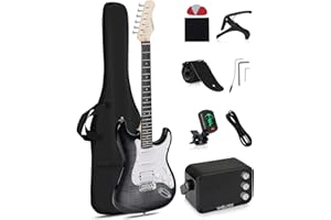 Beginner Electric Guitar Kit HSS Pickup, Versatile 5-Way Switch for Clean to High-Gain Tone, Full-Size ST Style Guitar for St