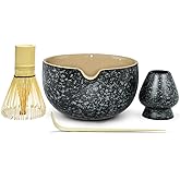 Artcome Vintage Matcha Tea Set – 20.2oz Handmade Matcha Bowl with Pouring Spout, Bamboo Whisk, Whisk Holder, Tea Scoop & Matcha Tea Manual–Ideal for Traditional Japanese Tea Ceremony and Daily Rituals