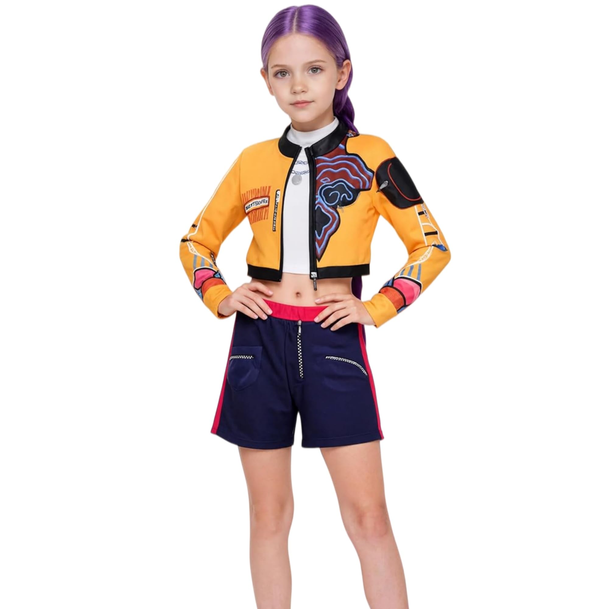 Tangsenyu Rumi Costume for Kids Girls Pop Singers Dress Up Halloween Outfits 3PCS Set