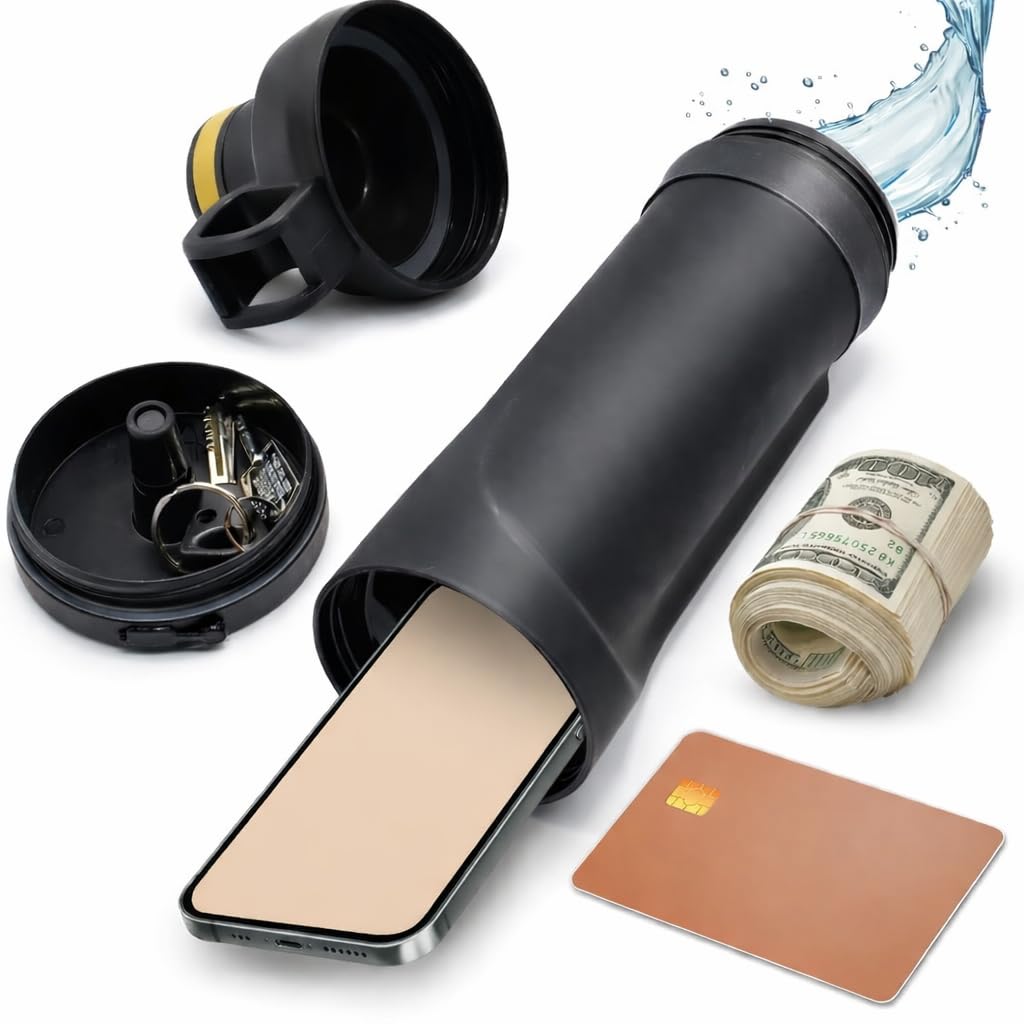 Diversion Water Bottle 13.5oz - Biggest Hidden Wallet Compartment - Best For Travel Safes Or Hidden Safe For The Home - BPA Free Black Diversion Safe Water Bottle Storage