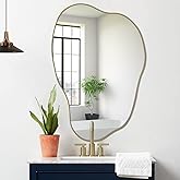 POZINO Gold Irregular Mirror, 30"x20.5" Cloud Shaped Mirrors, Asymmetrical Wall Mirror, Modern Abstract Frameless Mirrors for Living Room Bathroom Bedroom Entryway, Hangs Vertically or Horizontally