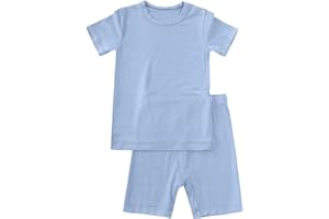 Aablexema Baby Short Summer Pajamas - Toddler Cool Jammies Pjs Rayon from Bamboo,2pcs Kids Sleepwear Set
