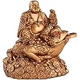 Wschic Feng Shui Laughing Buddha Money Frog，Lucky Money Toad Decorations,Ideal for Attracting Wealth(Brown Buddha)