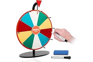 WHAUU Heavy Duty Prize Wheel,12 Inch Prize Wheel Spinner with Stand,10 Color Slots,1Bracket,Dry Erase Kit - Wheel of Fortune Game for Carnival, Casino & Trade Show.