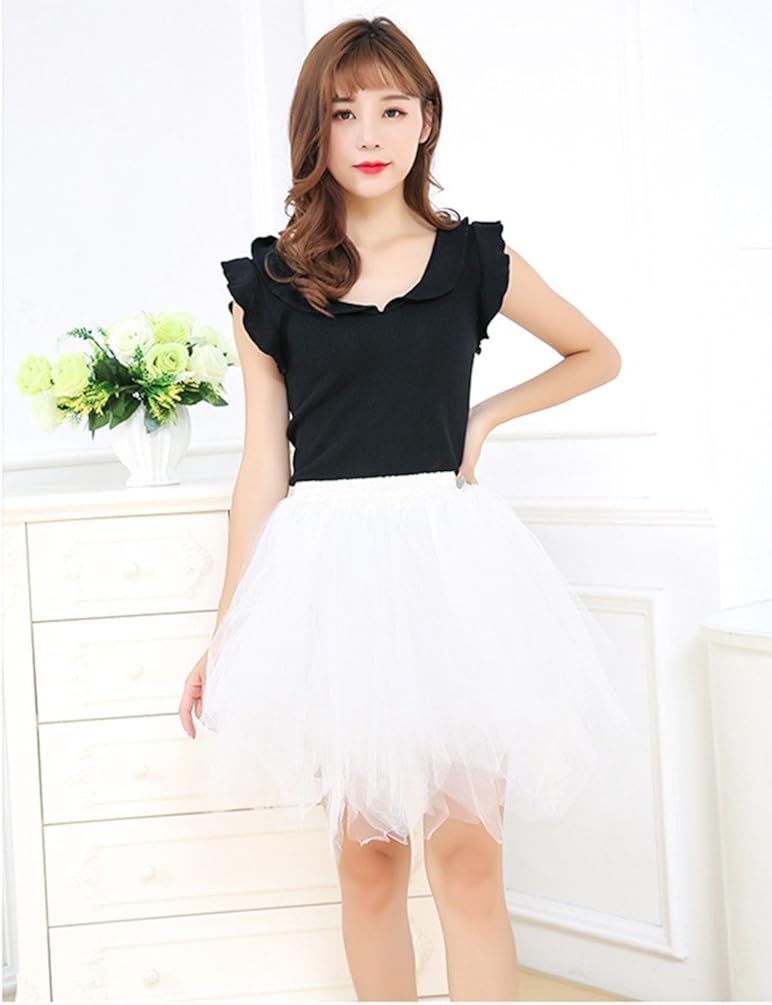Adult Women 80's Tutu Skirt Layered Tulle Petticoat Halloween Tutu: Clothing