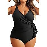 Yonique Plus Size One Piece Swimsuits for Women Tummy Control Bathing Suits Full Coverage Swimwear