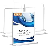6 Pack Acrylic Sign Holder 8.5 x 11, Double-Sided