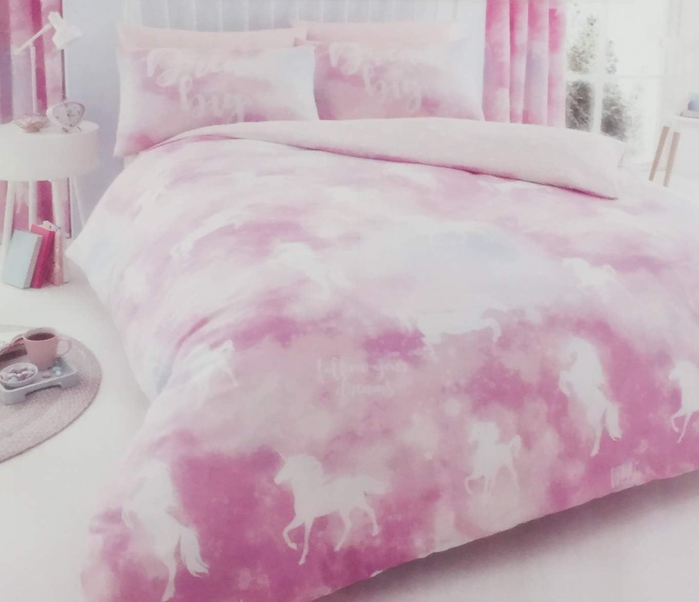 Crown Crest Exclusive Blush Pink Unicorn Single Duvet Cover & Pillowcase Bedding Set