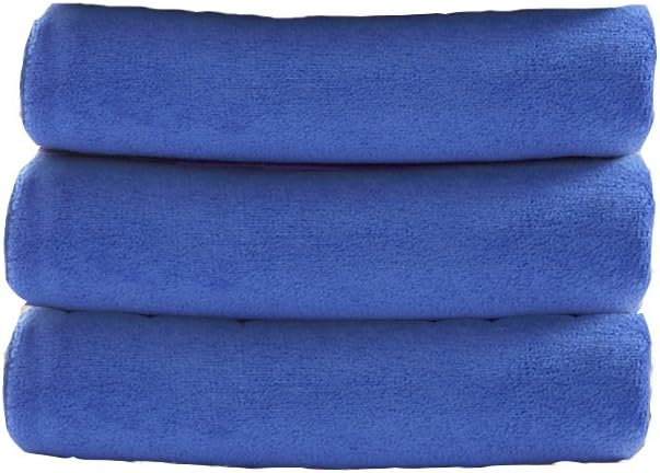 Wash Microfiber Cloths Towel Soft Thick Plush Blue 16x23 Inch, Pack of 3