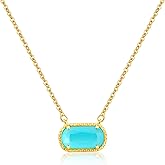 A Golden Cloud Birthstone Necklace for Women 14k Gold Plated Preppy Oval Stone Necklaces Trendy Zircon Pendant Necklaces Birthday Gifts for Women Mom Wife Friends