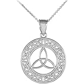 925 Sterling Silver Round Trinity Pendant Necklace