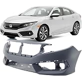FitParts Compatible with Honda Civic 2016&ndash;2018 Front Bumper Cover | Primed, With Fog Light Holes, Without Parking Sensor Holes, Sedan/Coupe, Ready to Paint, OEM 04711TBAA00ZZ, HO1000306