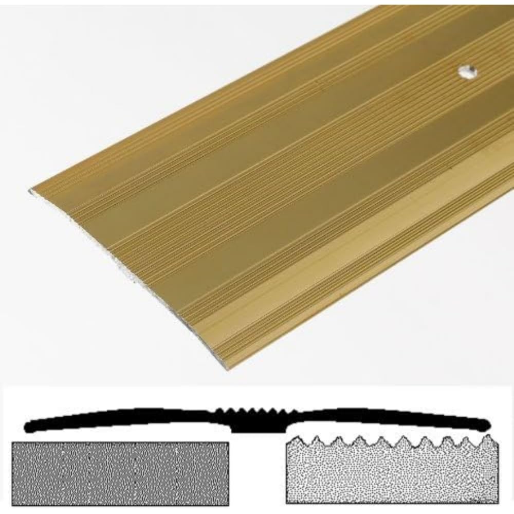Merriway BH00445 Aluminium Carpet Cover Strip with Gold Finish, 900 mm (35 inch), Extra Wide 60 mm (2.3/8 inch)