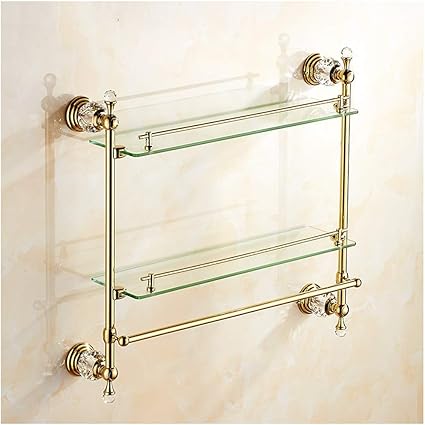 Douche Plank Dubbele Glazen Plank Antiek Opbergrek Voor Doucheruimte Duurzaam Handig Om Het Handdoekenrek Schoon Te Maken Color Gold Amazon Nl