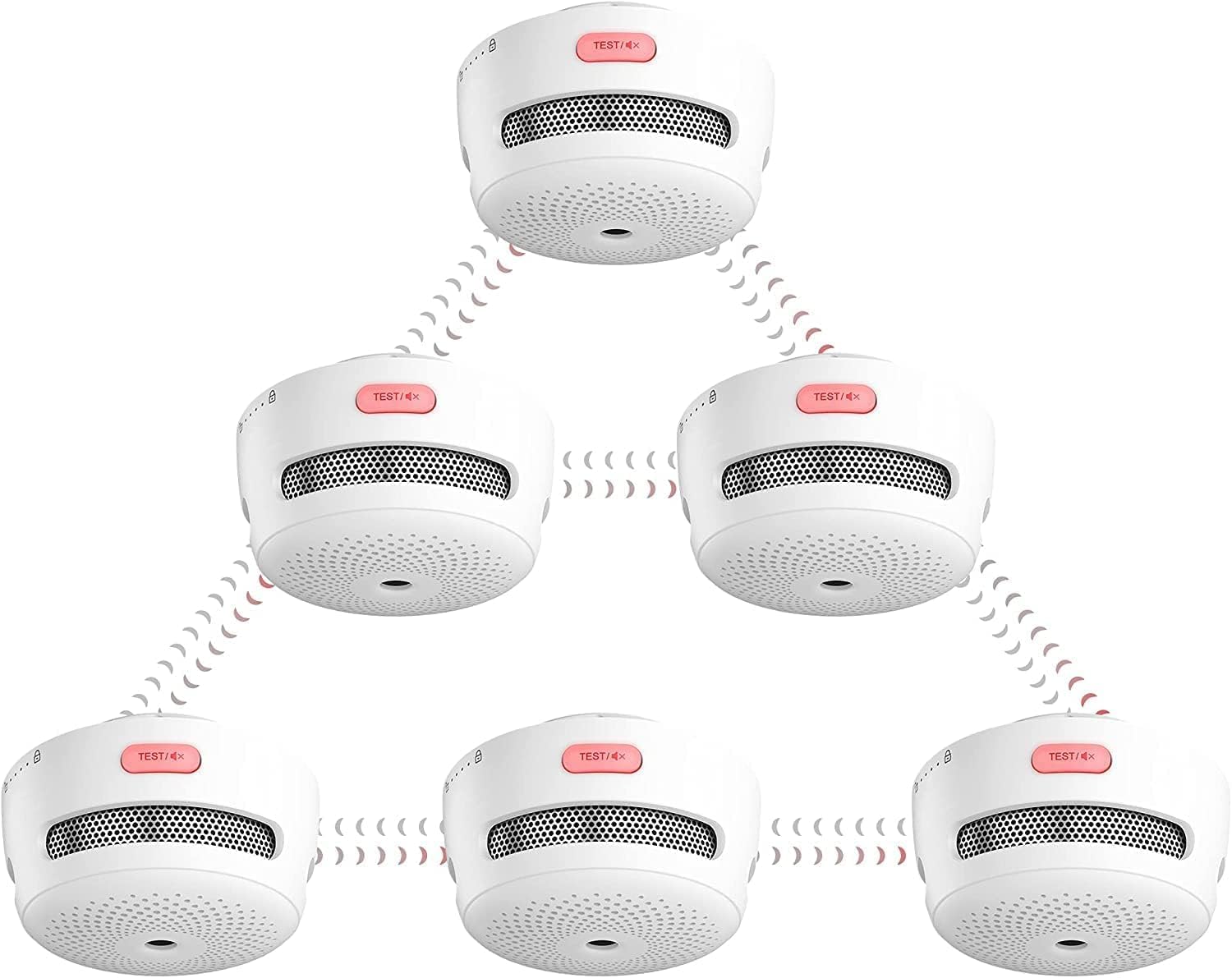X-Sense Wireless Interlinked Smoke Alarm, Mini Smoke Alarm for Home, 820 ft Transmission Range, Replaceable Battery-Operated Interconnected Fire Alarm, EN 14604, XS01-WR (RF Interconnected), 6-Pack